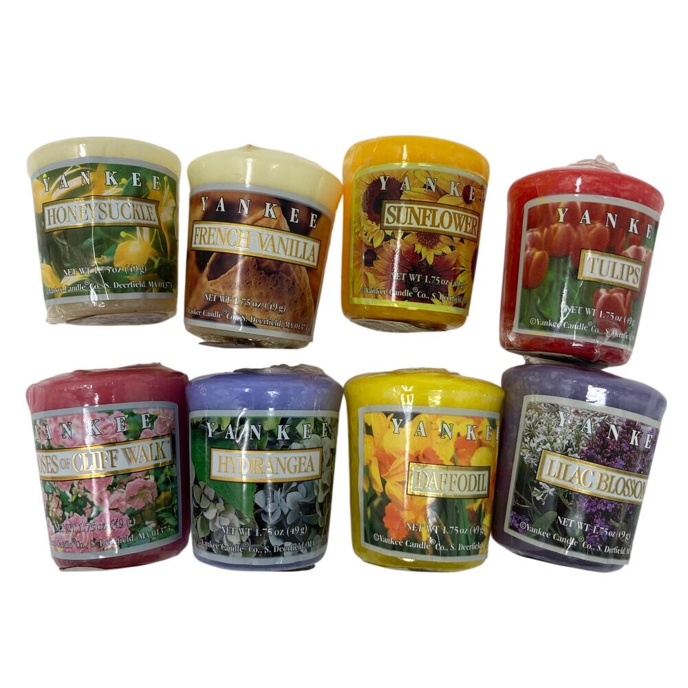 Yankee Candle Set of 8 Retired Floral Assortments Votive Candles Sampler NEW NOS